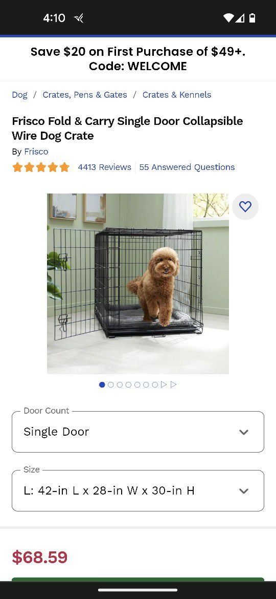 Frisco 42" Dog Crate With Mat