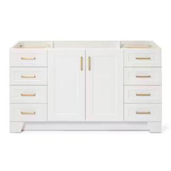 New 60” Bathroom Vanity Cabinet Base  – White Soft Close Ariel Taylor