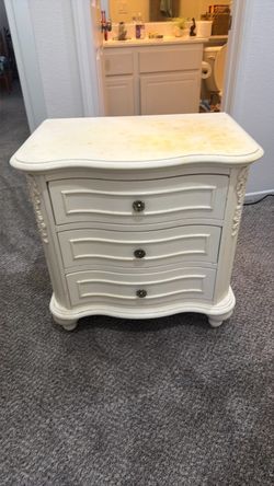 White French Provincial 3-Drawer Nightstand