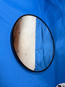 Round Wall Mirror with Black Frame