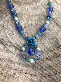 Handmade Blue Shades Beaded Necklace
