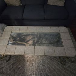 Glass And Tile Top Coffee Table And End Table
