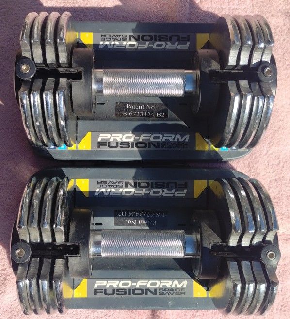Pair Of Pro Form Adjustable 25 Lb Chrome Dumbbells