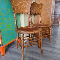 Antique Old Growth Oak Chairs