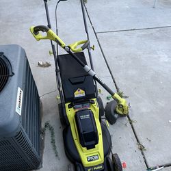 Ryobi Push Lawnmower ad weedwacker