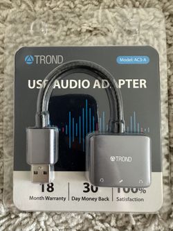  External Sound Card USB Audio Adapter, Durable Aluminum Housing, Flexible Nylon Braided Cable, USB Type A to 3.5mm TRS & TRRS Aux Jacks, Space G