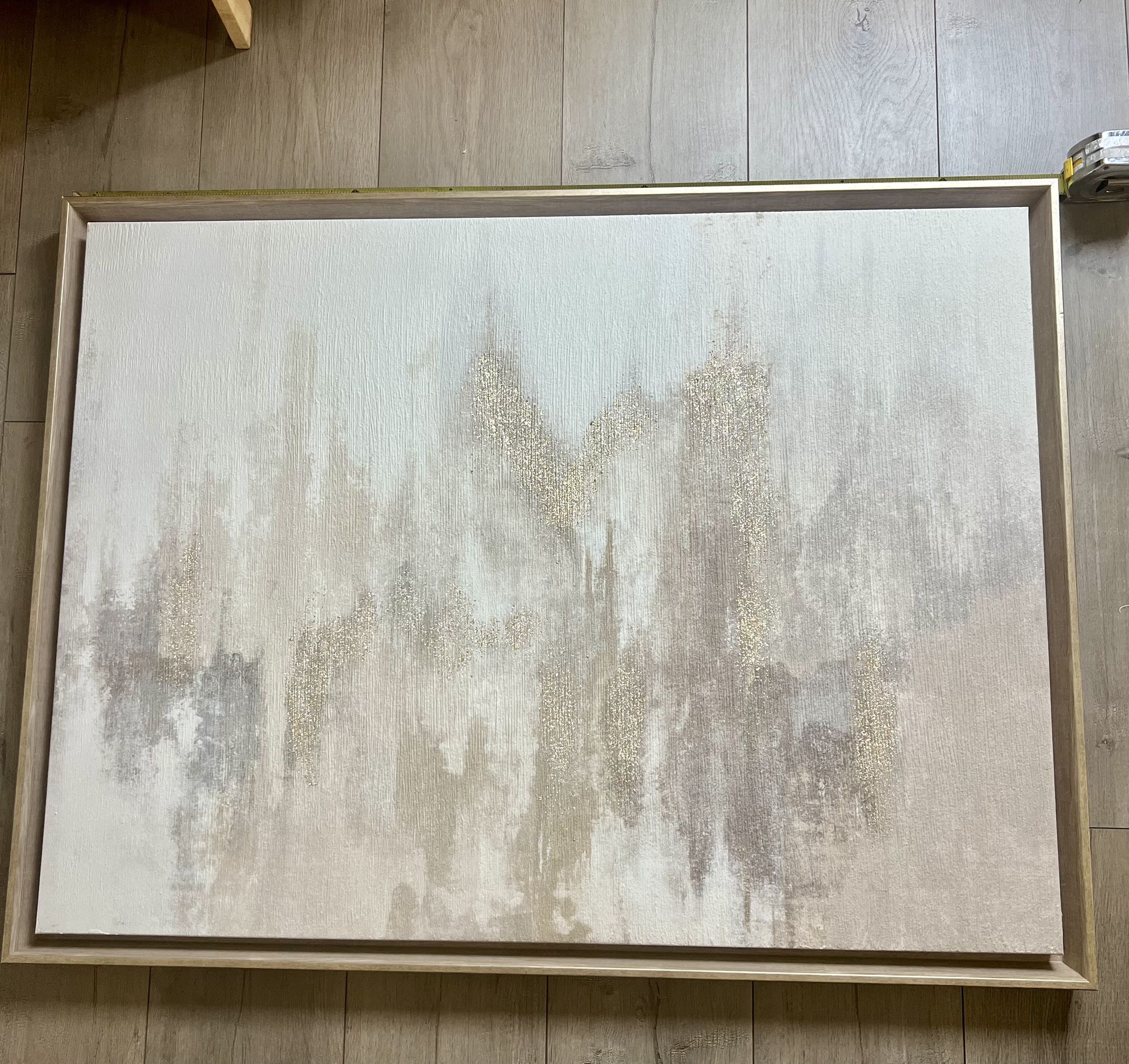 beautiful neutral canvas framed painting