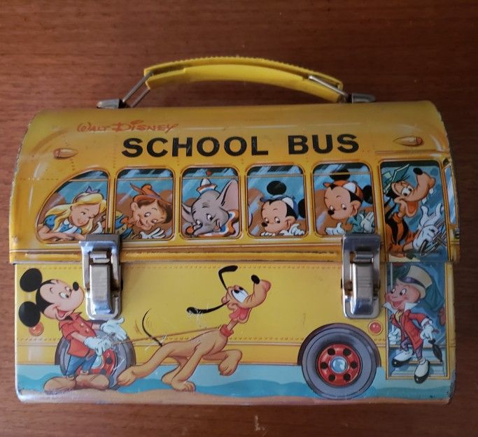 Antique Walt Disney School Bus Lunchbox Dome