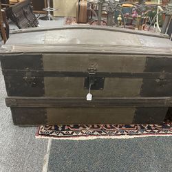 Chest Trunk Antique Dome Top Metal