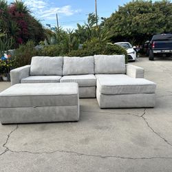 Gary Sectional Sofa Couch w Storage Ottoman 