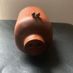 Handcrafted Redwood Pig Shaped Trinket Box / Figure