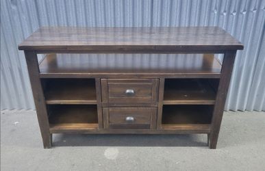 Rustic Dark Wood TV Media Console