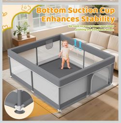 Extra Large Baby Playpen 79"x71" 360° Mesh, Grey NEW