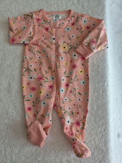 NEW! Baby Girl, Floral Zip-Up Footed Sleeper, Newborn
