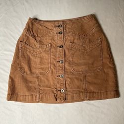 Brown Corduroy Button Skirt By Free People Size 2