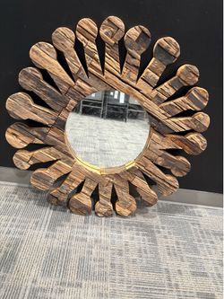 Vintage Wooden Sunburt Framed Mirror