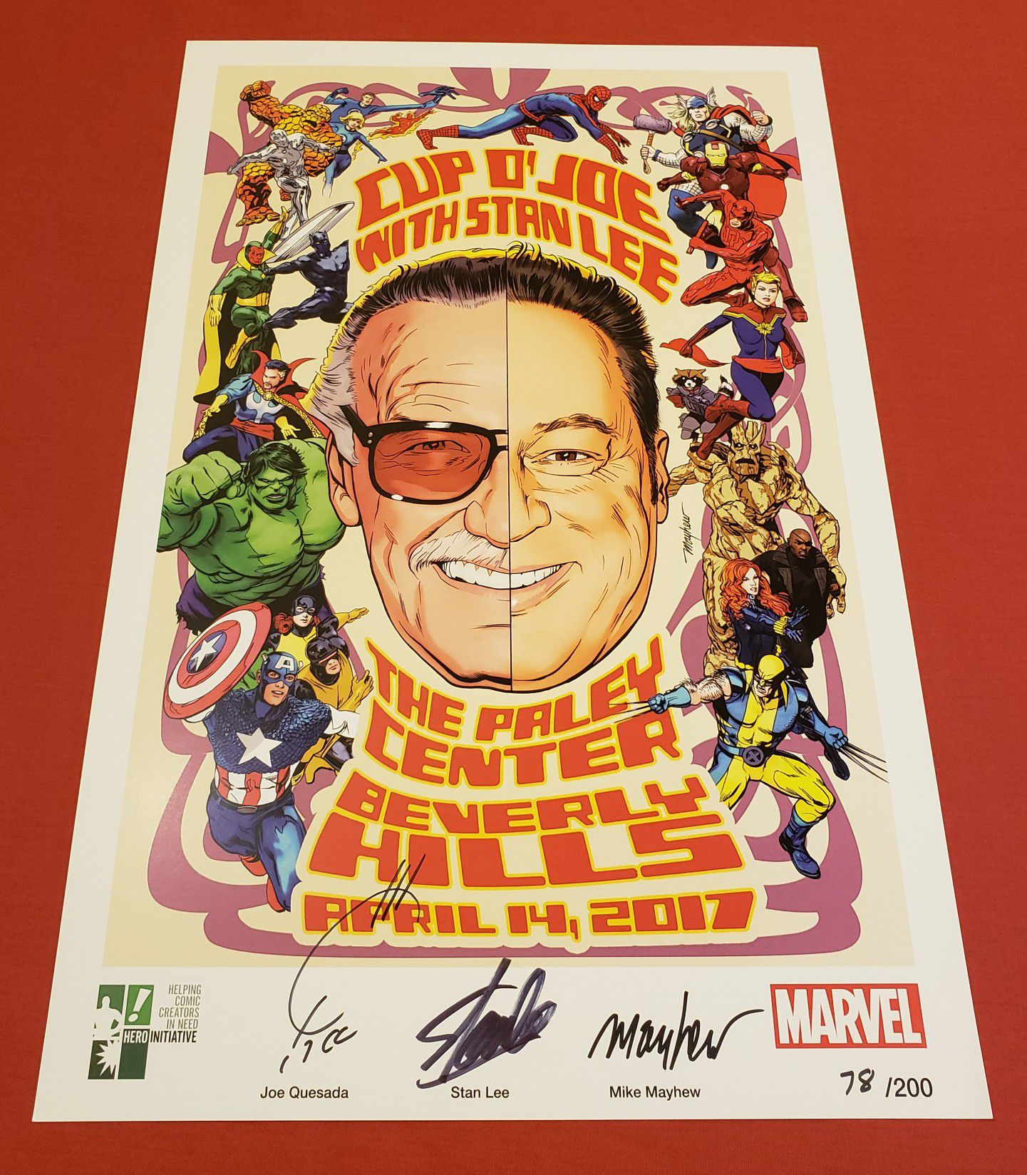 Cup O Joe Limited Marvel Poster Print SIGNED x3 Stan Lee, Joe Quesada, and  Mayhew Mayhew for Sale in Issaquah, WA - OfferUp