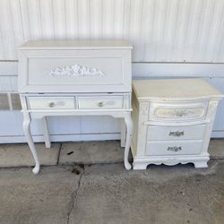 White, Secretary Desk And End Table