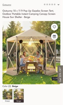 Outsunny 10’ x 11’ Pop-Up Gazebo Screen Tent Portable outdoor instant canopy / screen house / sun shelter.