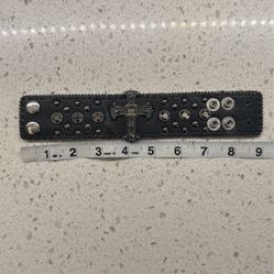 Stunning Black Leather Wrist  Bracelet! Harley Look