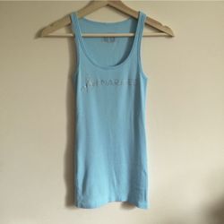 VICTORIA'S SECRET Tiffany Blue “Just Married” Rhinestone Ribbed Fitted Tank Top
