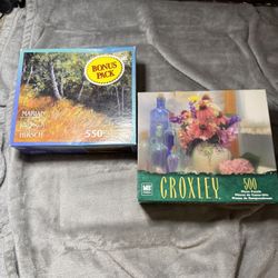 -Older (2002) Milton Bradley jigsaw puzzle;  Aspen Grove;  550 pcs-brand never open  -Croxlwy 500pcs -opened and still complete