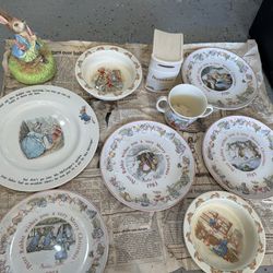 Vintage Wedgwood Peter Rabbit Plates And Bunnykins Dishes 