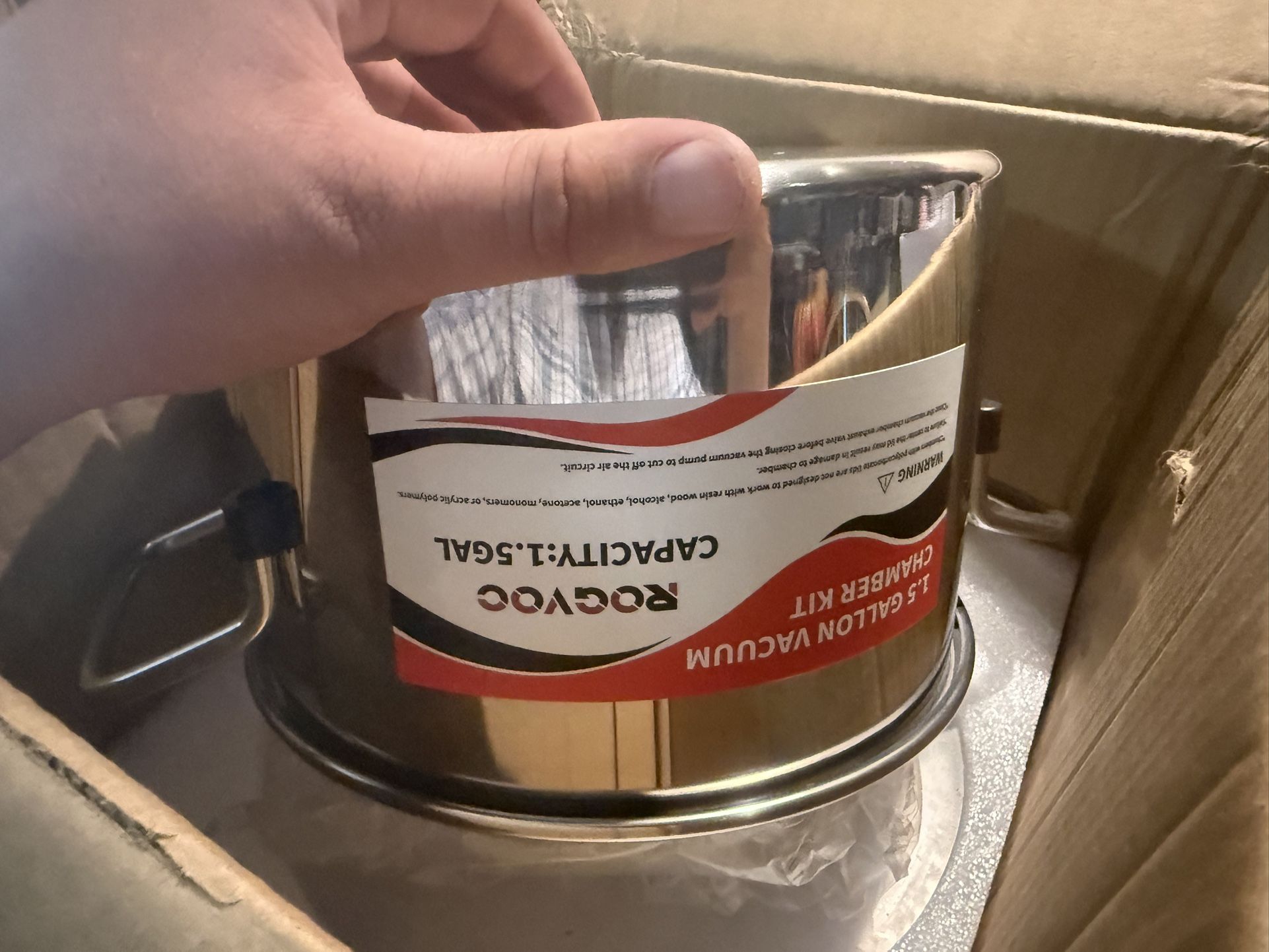 1.5 Gallon Vacuum Chamber, 201 Stainless Steel Degassing Chamber with Acrylic Lid and 4.9 ft Hose, for Resin, Silicone, Epoxy, Plaster Degassing and W