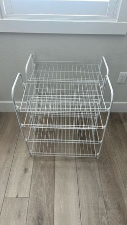 4-Tier White Wire Shoe Rack