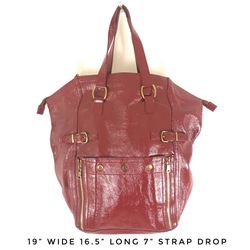 Saint Laurent large leather red bag purse tote designer