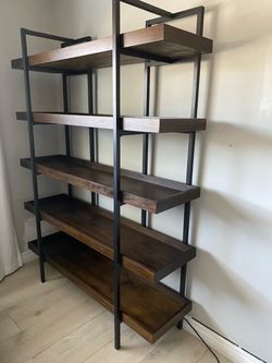 Industrial Wood and Metal Bookshelf