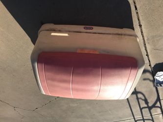 Pink plastic toy box