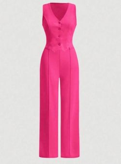 Ladies’ solid color vest and pants. 2 pcs/set.