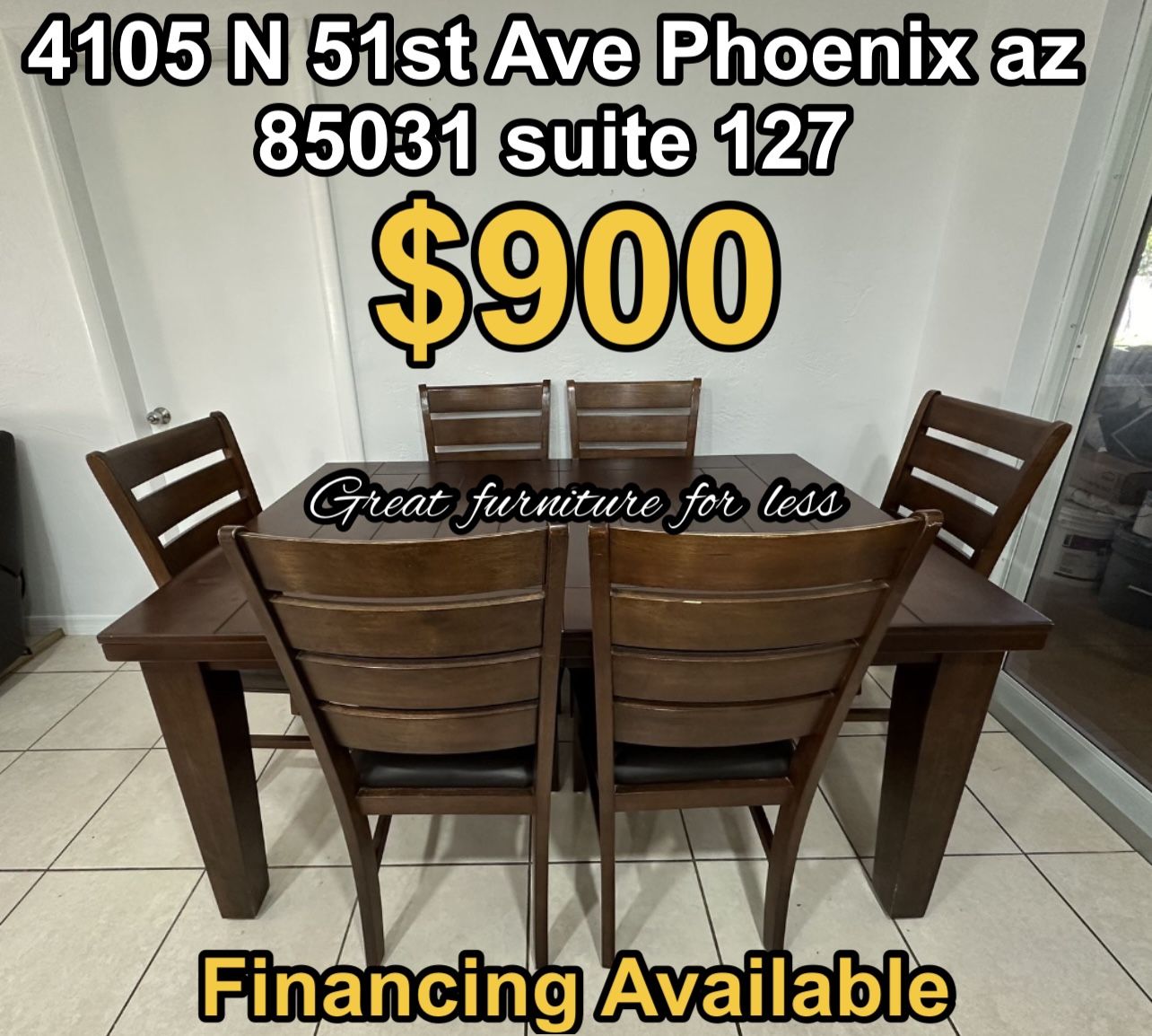 7 Pcs Dining Table Set Cherry Wood Include Table And 6 Chairs Brand New