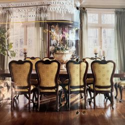 MOVING: MUST SELL -  Thomasville Kent Park Banquet Table w/10 Chairs & Argyle China Hutch