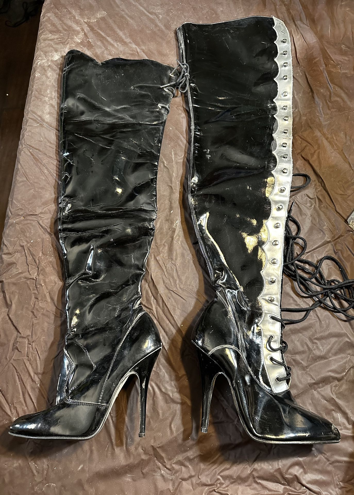 13 Pair, Size9, Stiletto Heels and Thigh high boots