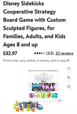 Disney sidekicks cooperative strategy board game with custom sculpted figures for families adults and kids ages 8 And Up