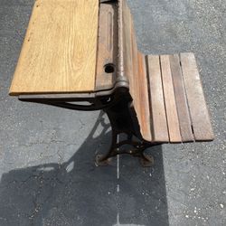 Antique School Desk With Folding Chair 
