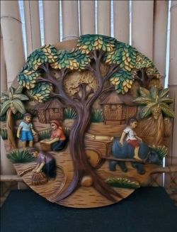 Carved Wood Panel Art