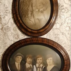 Pair Of Vintage Antique Bubble Glass  Picture Frames   