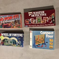 Board Games For Sale (Go For It, Master Detective, Wheel Of Fortune, Connect Four) All For $50