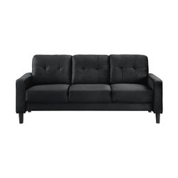 Brand New Tufted Black Vekvet Sofa (77"× 33"× 35"H)