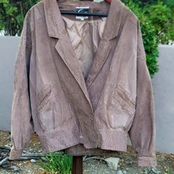Vtg G-III Suede Leather Western Bomber Jacket 