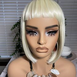 Blonde Bob with Bang Synthetic Wig