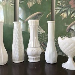 Milk glass vases