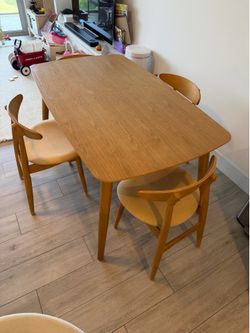 Wood dining table with 4 chairs