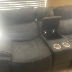 Love Seat With Small Storage Compartment And Cup Holders