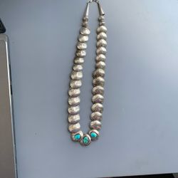 Vtg. Navajo Sterling Silver Necklace 18” Signed EDE