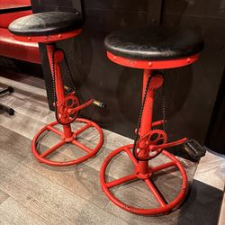 x2 Red Bar Stools - Bicycle Retro
