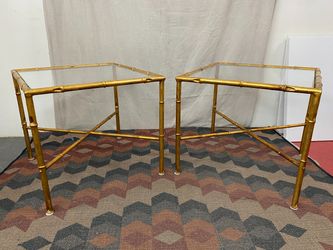Gold Leaf Painted Metal Square End Tables (Set of 2)